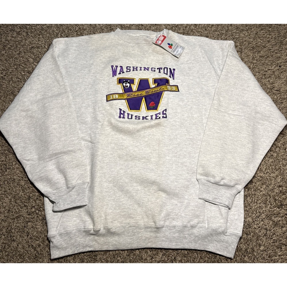 NEW Vintage Washington Huskies Midwest Embroidery 1993 Rose Bowl Crewneck (XL)